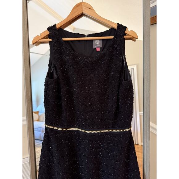 Vince Camuto Black Tweed Sleeveless Fit & Flare Dress Women’s Size 10 - Picture 4 of 5